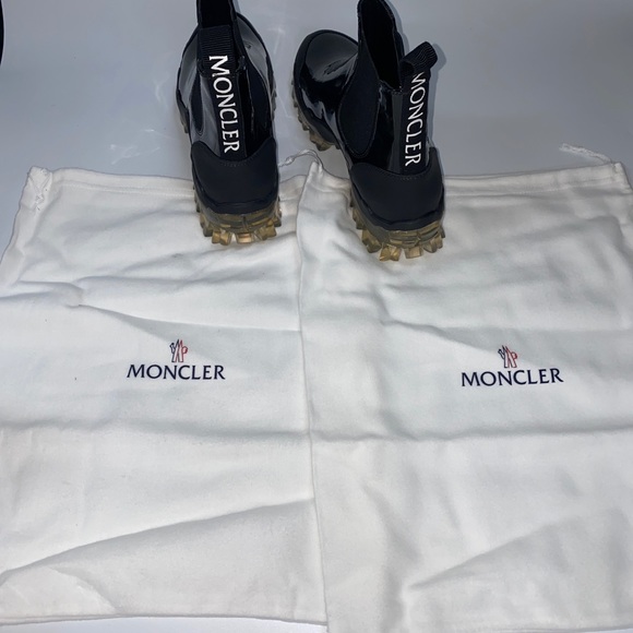 Moncler Black Ankle Boots with Transparent Sole